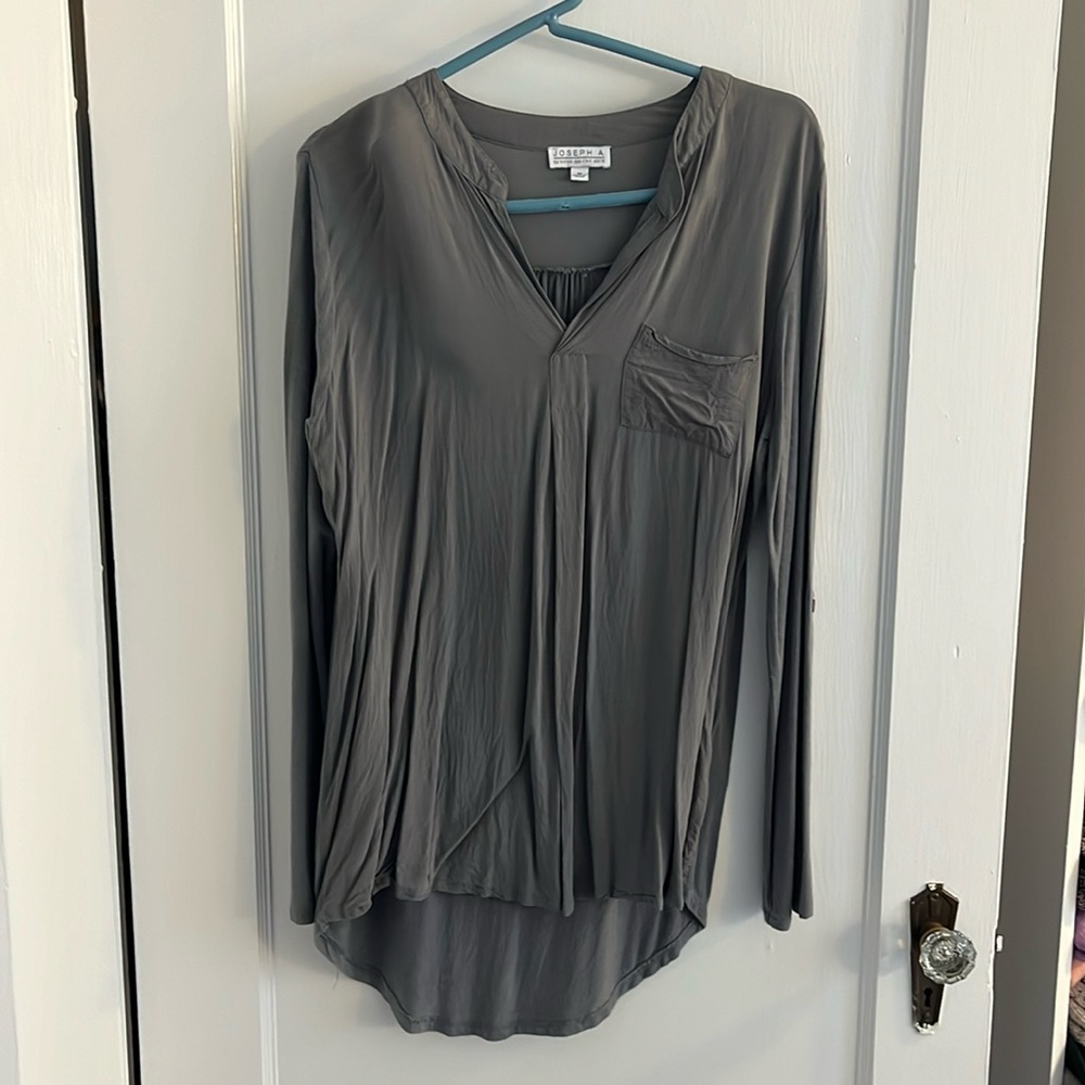 Gray blouse mixed material